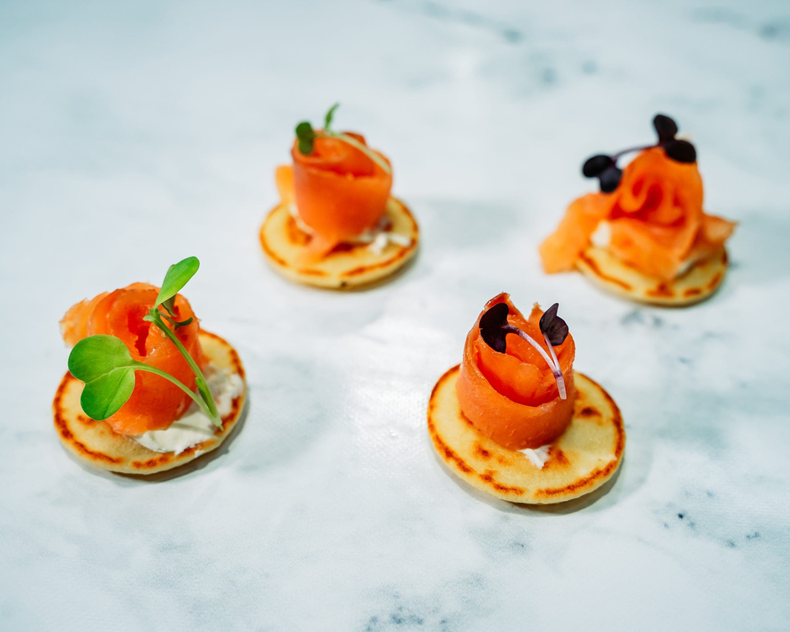 Salmon and Goats cheese Blini